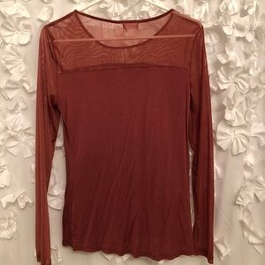 Burnt orange mesh long sleeve shirt.. Pre-Owned